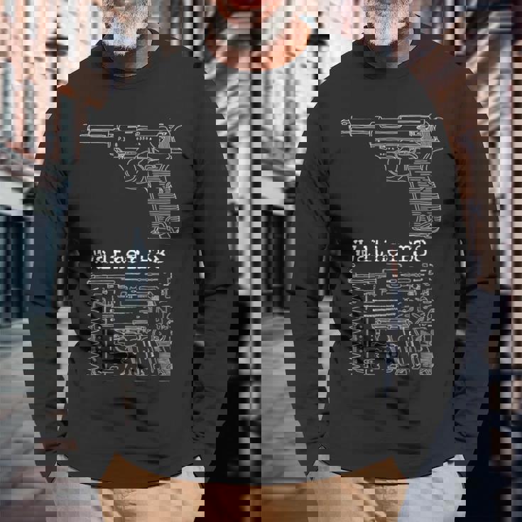 アンティークヴィンテージ第二次世界大戦 ワルサー P38 ガンコレクター用 長袖Tシャツ 高齢者への贈り物