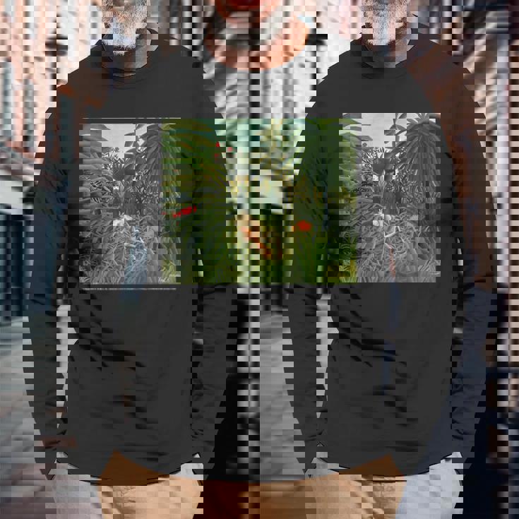 アンリ・ルソー作 ジャガー 馬を攻める1910 長袖Tシャツ 高齢者への贈り物