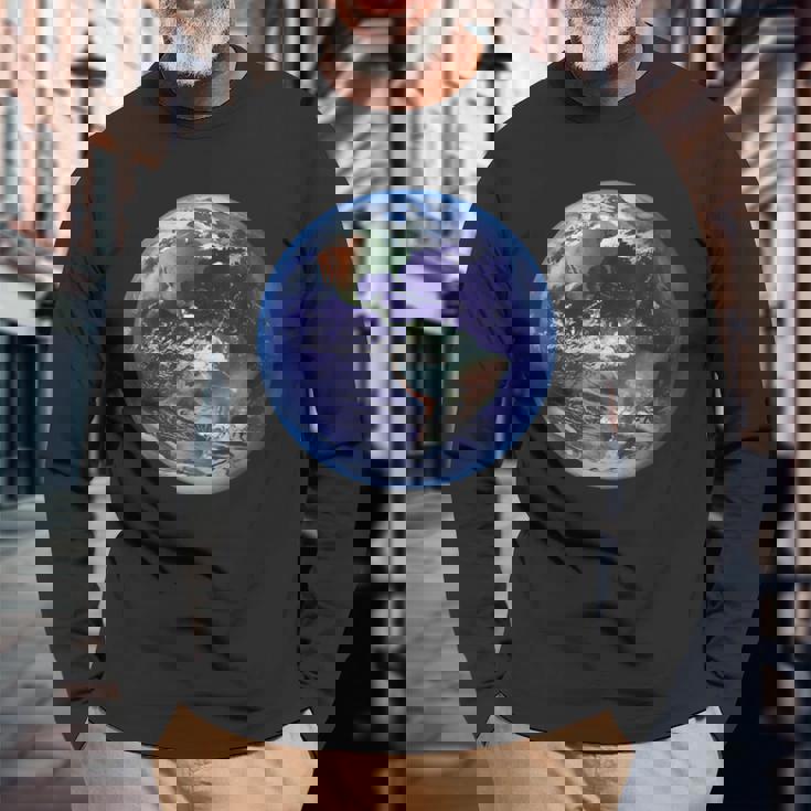 アースデイ用地球儀 長袖Tシャツ 高齢者への贈り物