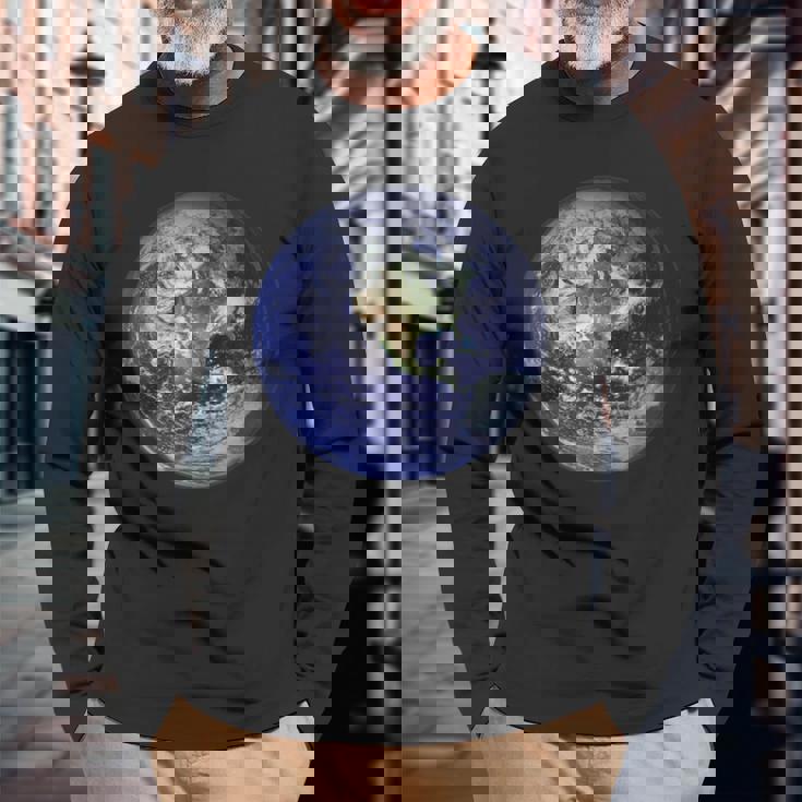 アースプラネット 地球 北米 平球 宇宙雲 長袖Tシャツ 高齢者への贈り物