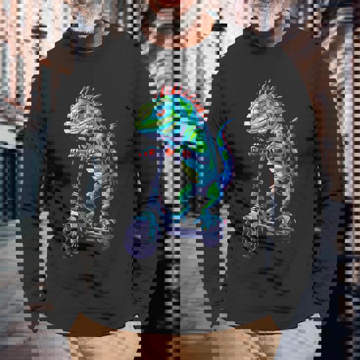 イグアナスクーター 長袖Tシャツ 高齢者への贈り物