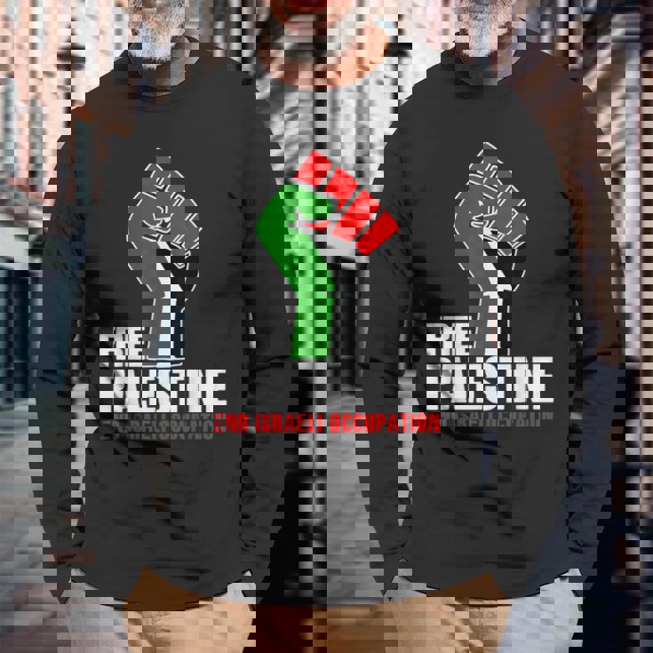 イスラエル人民の自由なパレスチナの職業 長袖Tシャツ 高齢者への贈り物