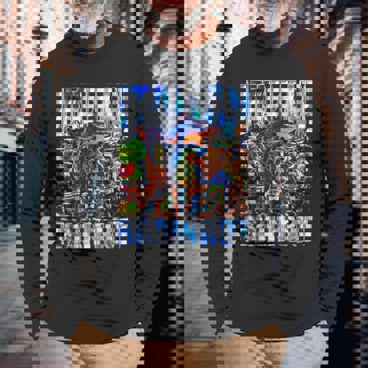 イタリア ブレイン ブートレッグ レトロ ミーム シャーク トラレロ トラララ 長袖Tシャツ 高齢者への贈り物