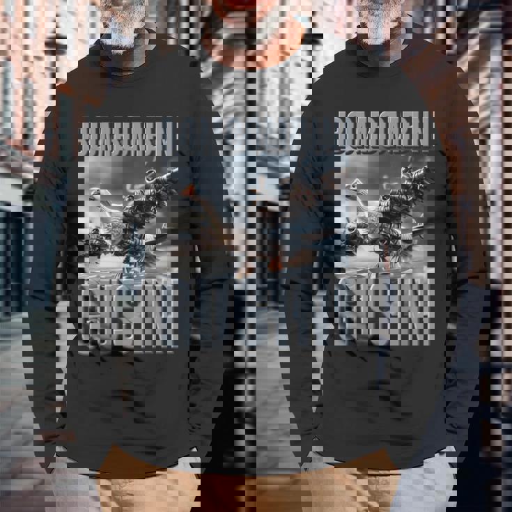 イタリア ブレイン ボンボンビーニ グージニ 面白い Ai キッズ 男の子 ミーム 長袖Tシャツ 高齢者への贈り物