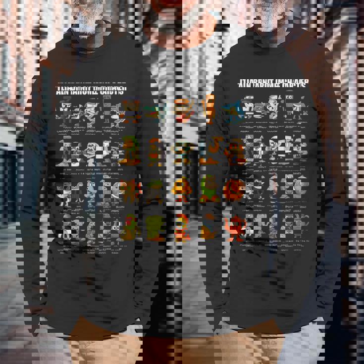 イタリア ブレイン ミーム コンピレーション キャラクター 手描き キッズ 長袖Tシャツ 高齢者への贈り物