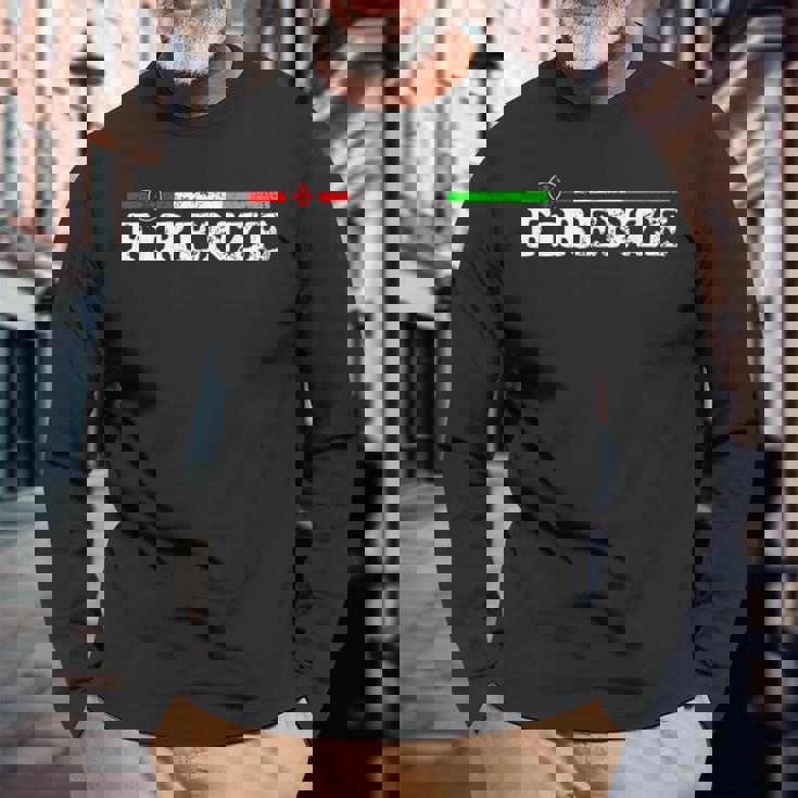 イタリア、フィレンツェのお土産、トリコロールとイタリアの国旗。 長袖Tシャツ 高齢者への贈り物