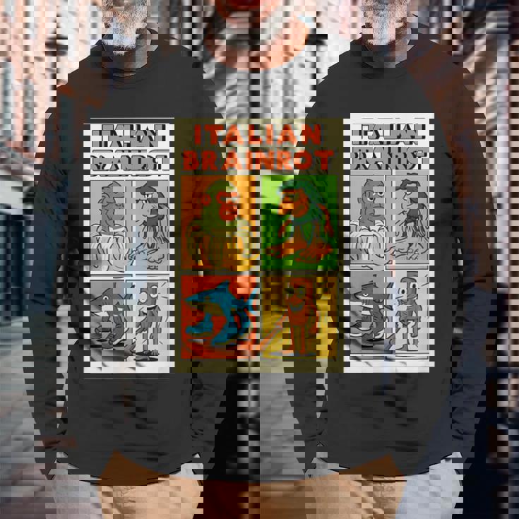 イタリアのブレインロットコミックポスター 長袖Tシャツ 高齢者への贈り物