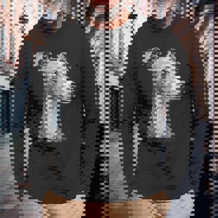 イタリアン グレイハウンド 犬 モチーフ ペット イタリアン グレイハウンド 長袖Tシャツ 高齢者への贈り物