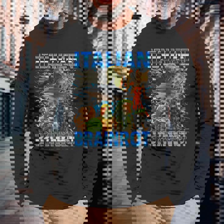 イタリアン ブレイン ミーム トラレロ トラララ ボンバルディーノ クロコディロ 長袖Tシャツ 高齢者への贈り物