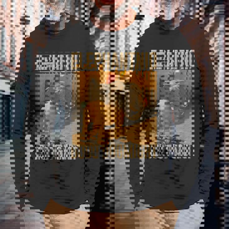 イタリアンブレインロットキャラクター エレファントニオ・ドードー ドッグマイ・ミーム 長袖Tシャツ 高齢者への贈り物