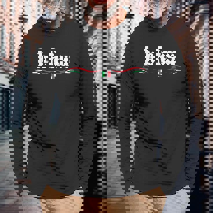 イタリア国旗 イタリアの出生名 De Rosa 長袖Tシャツ 高齢者への贈り物