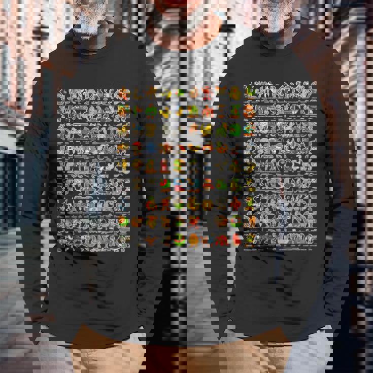 イタリア語-ブレインローz世代面白いミーム90ブレインロットキャラクター 長袖Tシャツ 高齢者への贈り物