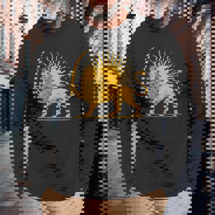 イラン国旗 ライオン サン ペルシャプライド イランtシャツ 長袖tシャツ 長袖Tシャツ 高齢者への贈り物