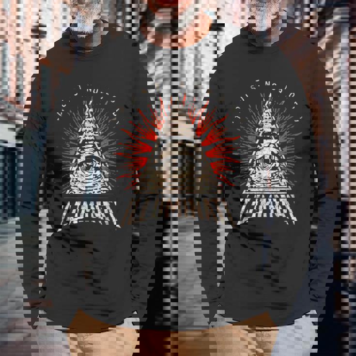 イルミナティは誰も信じない、誰も信じない、すべてを見る目、プロヴィデンス 長袖Tシャツ 高齢者への贈り物