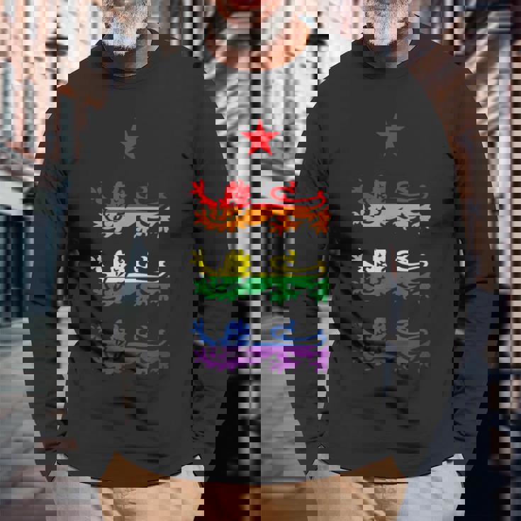 イングランド スリーレインボー プライド 紋章ライオンズ サッカー フットボール 長袖Tシャツ 高齢者への贈り物
