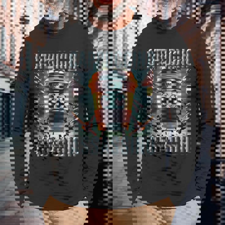 インターネット 陽気なミーム Aiキャラクター カプチーノ アサシーノ 長袖Tシャツ 高齢者への贈り物