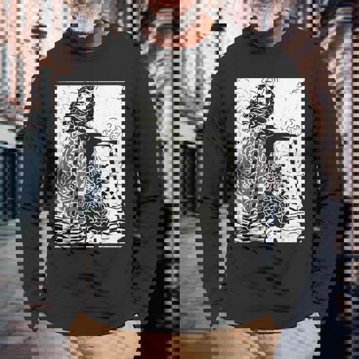 インドネシアのワヤン 長袖Tシャツ 高齢者への贈り物