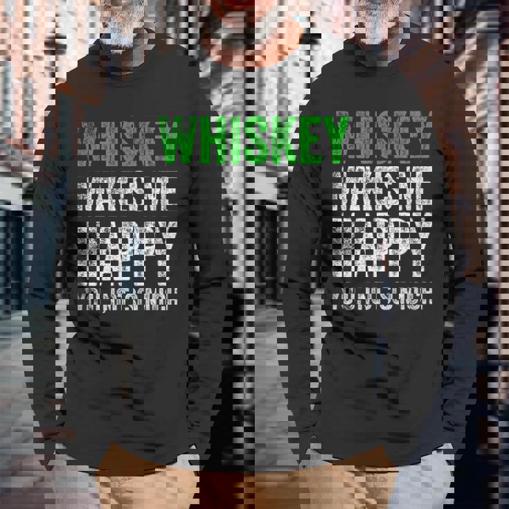 ウィスキーは私を幸せにします、You Noto Much ウイスキー 長袖Tシャツ 高齢者への贈り物