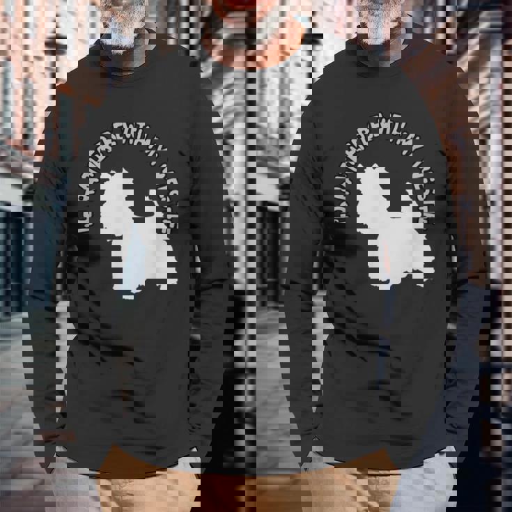 ウエスト・ハイランド・テリア-ウェスティと一緒にいたい 長袖Tシャツ 高齢者への贈り物