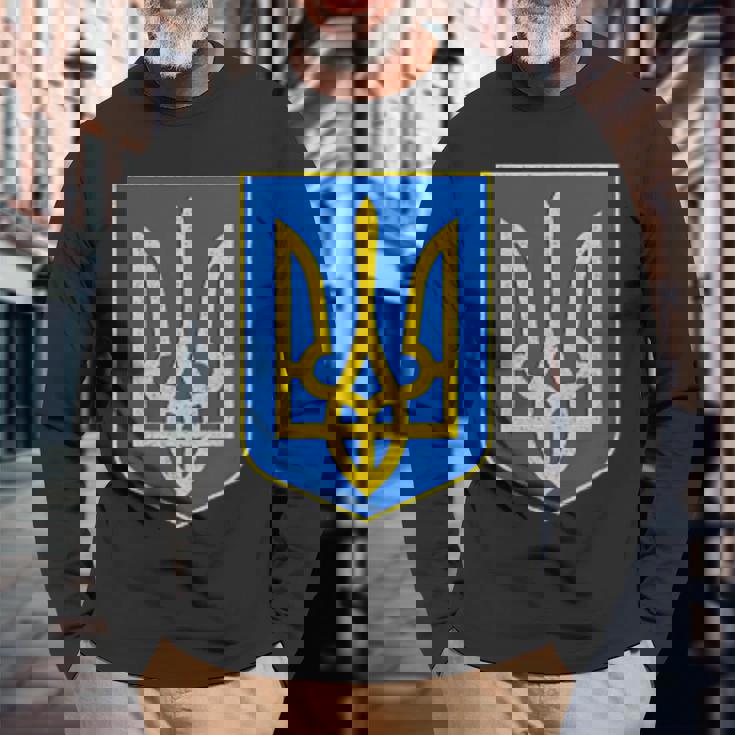 ウクライナの国章、ウクライナトリズブ、ウクライナトライデント 長袖Tシャツ 高齢者への贈り物