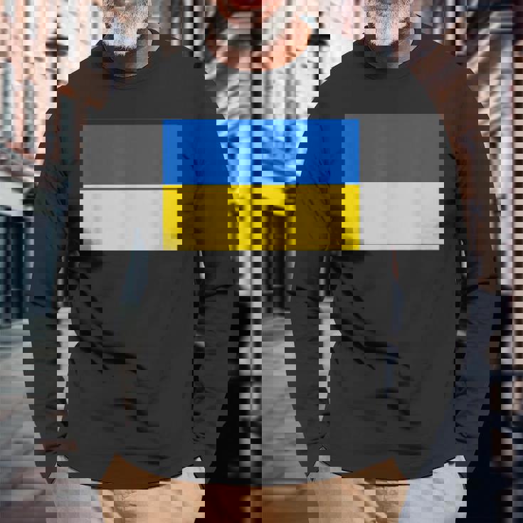 ウクライナ国旗デザイン 長袖Tシャツ 高齢者への贈り物