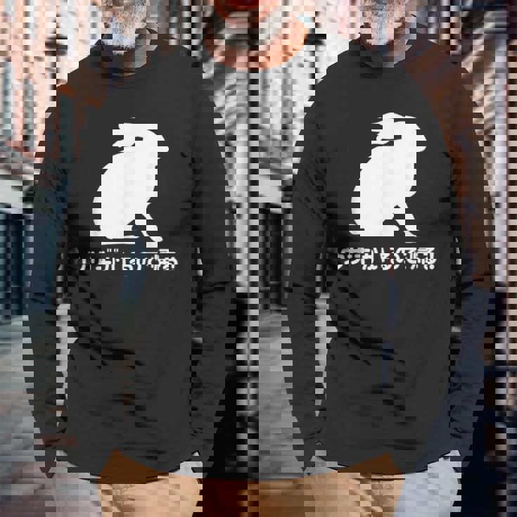 ウサギがいるので帰る おもしろ ウサギ 兎 長袖Tシャツ 高齢者への贈り物