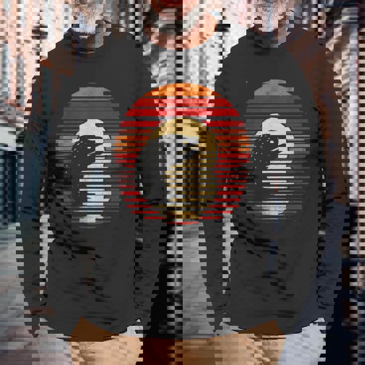 ウツボ サンセット レトロスタイル サファリ ヴィンテージ 70年代 釣り 長袖Tシャツ 高齢者への贈り物