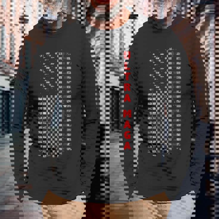 ウルトラマジックシャツ ビンテージ アメリカ国旗 ウルトラマガ 長袖Tシャツ 高齢者への贈り物