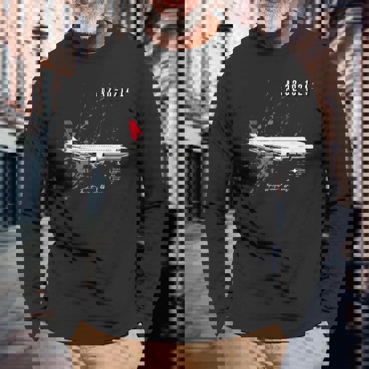 エアクラフト A320-214 長袖Tシャツ 高齢者への贈り物