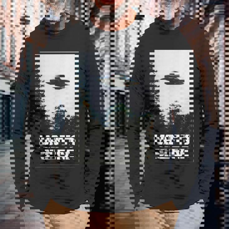 エイリアン Ufo ハンターシャツ I Want To Believe 長袖Tシャツ 高齢者への贈り物