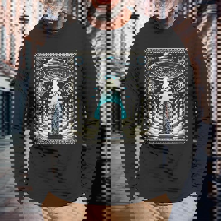 エジプトufoと柱のスターゲート Egypt Ufo Openingtargate 長袖Tシャツ 高齢者への贈り物