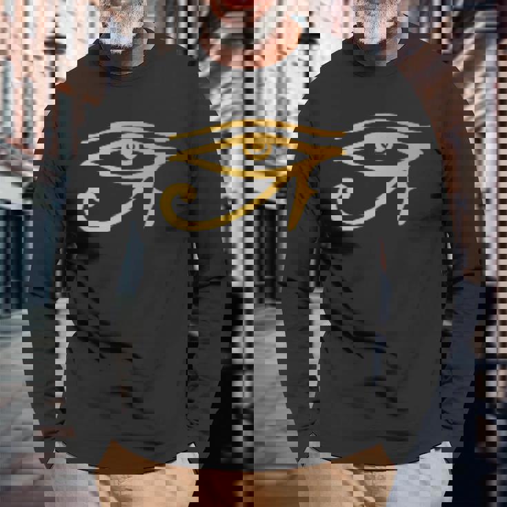 エジプトのラーの目 ホルスの目 長袖Tシャツ 高齢者への贈り物