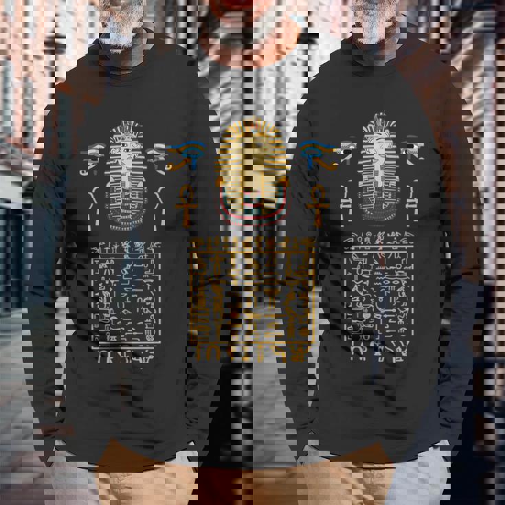エジプトヒエログリフ シンボル ツタ王 ファラオ 長袖tシャツ 長袖Tシャツ 高齢者への贈り物