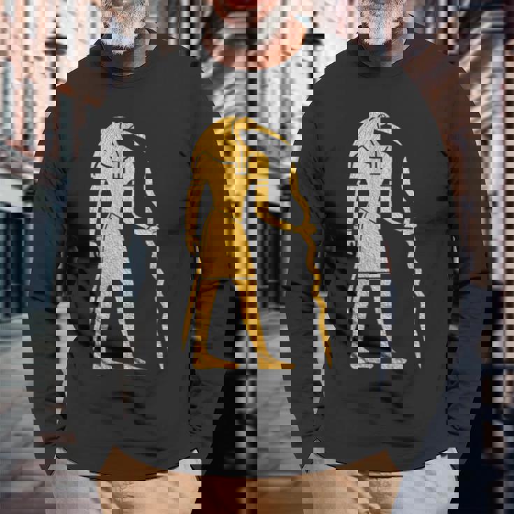 エジプトヒエログリフ ファラオ語 古代エジプト 長袖Tシャツ 高齢者への贈り物