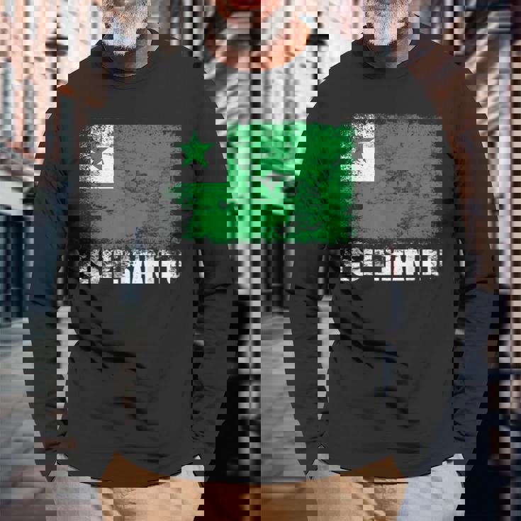 エスペラント国旗tシャツ 長袖Tシャツ 高齢者への贈り物