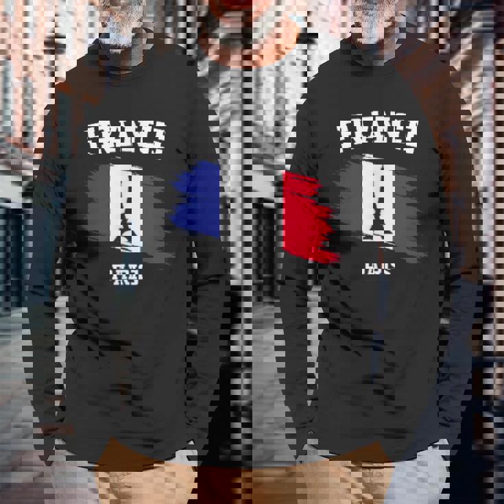 エッフェル塔 パリ フランス フランス 国旗 バケーション パリ 長袖Tシャツ 高齢者への贈り物