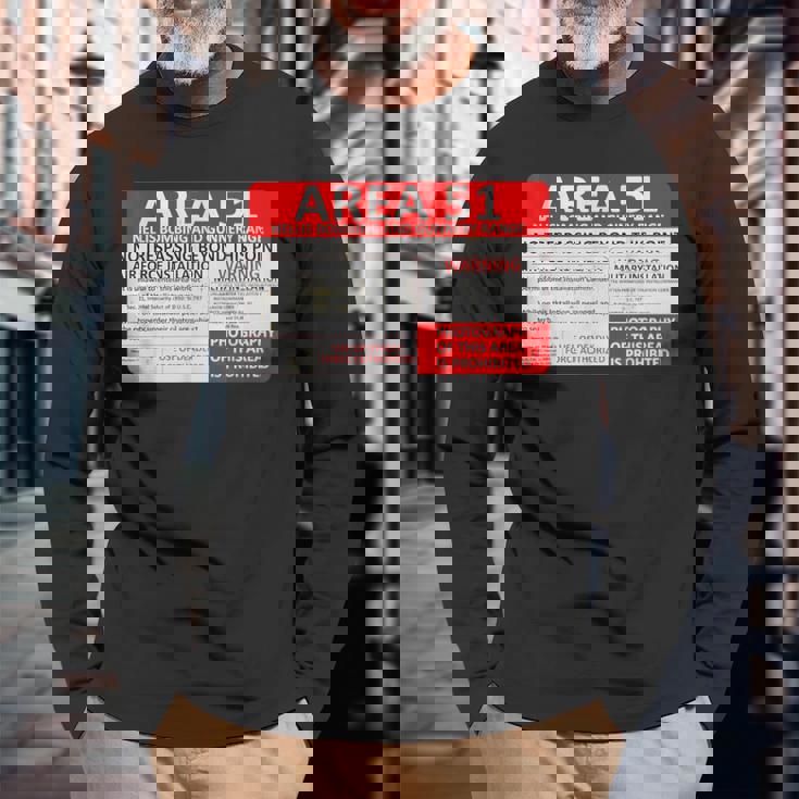 エリア51 フェイクミリタリーサイン 長袖Tシャツ 高齢者への贈り物