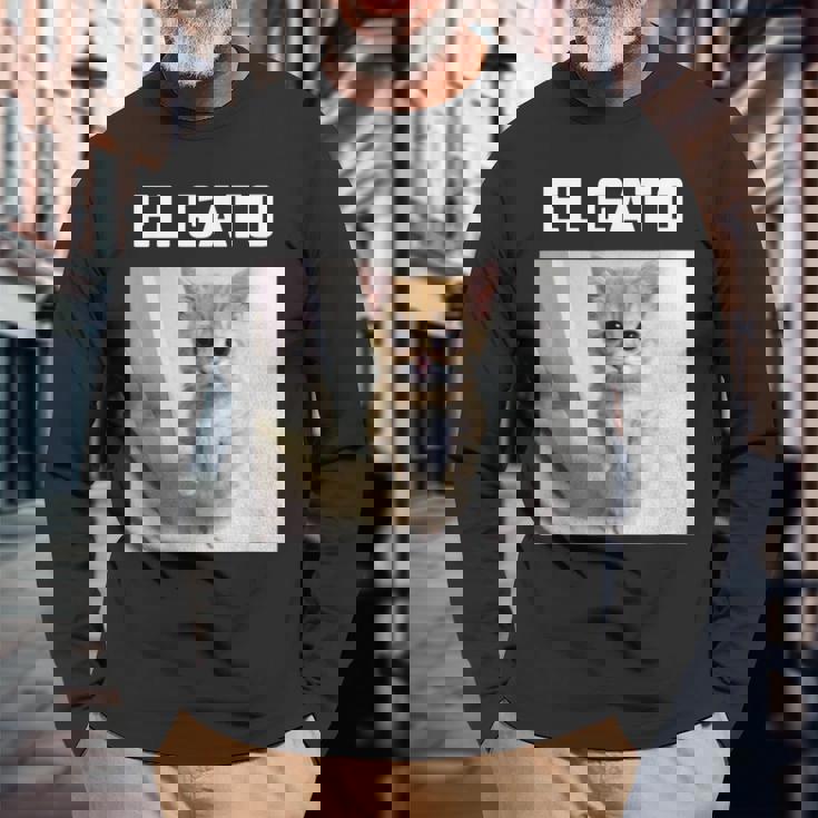 エルガト ミーム 猫 長袖Tシャツ 高齢者への贈り物