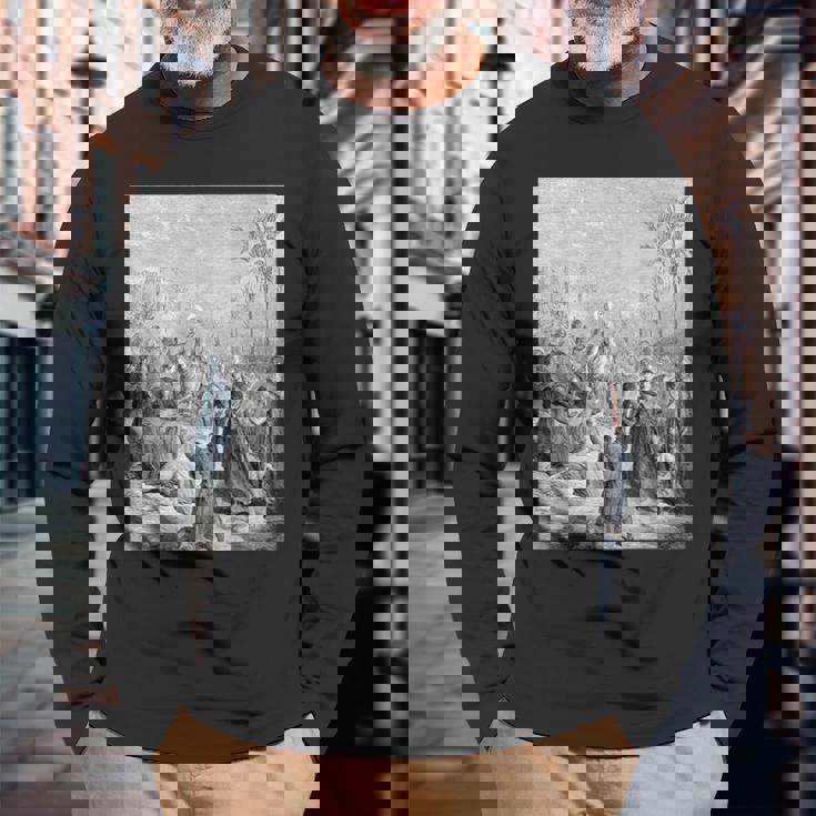 エルサレムへのイエスの参入 グスターヴ・ドーレ聖書芸術 長袖Tシャツ 高齢者への贈り物