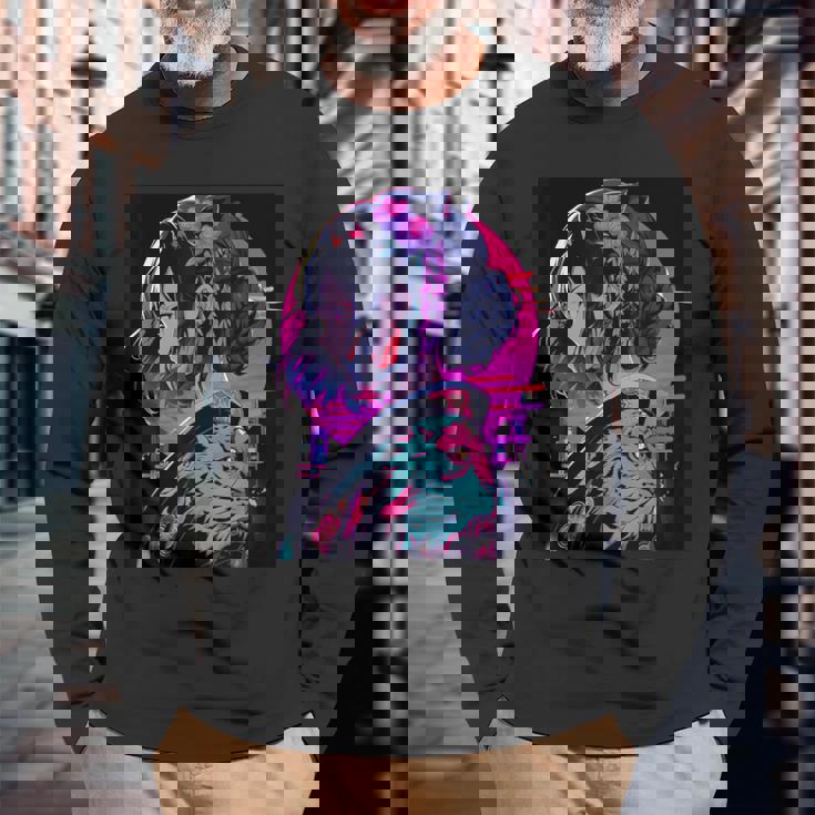 エレガントな芸者 日本の美デザインへのオマージュ 長袖Tシャツ 高齢者への贈り物