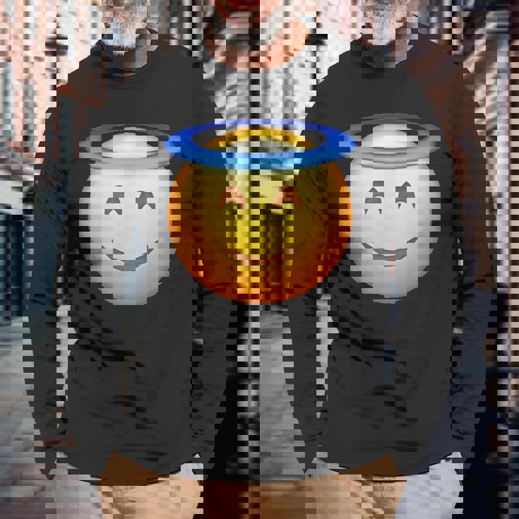 エンジェルスマイリー絵文字 長袖Tシャツ 高齢者への贈り物