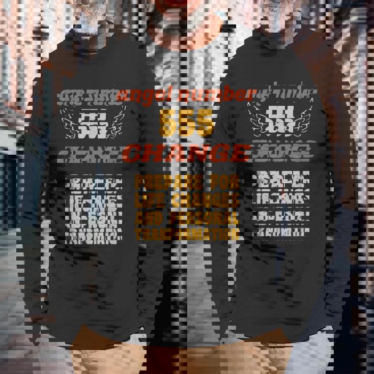 エンジェルナンバー555変更数秘術パーソナルナンバー555 長袖Tシャツ 高齢者への贈り物