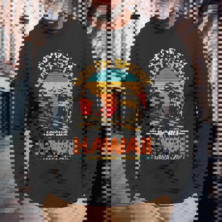 オアフ島のラニアケアビーチノースショアサーフィンハワイオアフ島 長袖Tシャツ 高齢者への贈り物