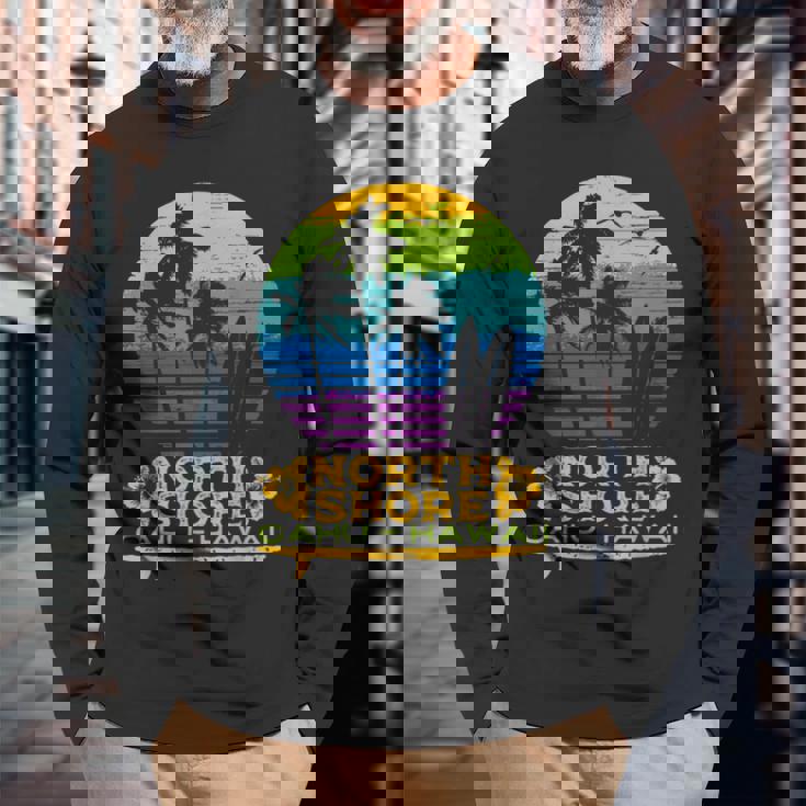 オアフ島ノースショア ハワイお土産サーフィンスタイル 長袖Tシャツ 高齢者への贈り物