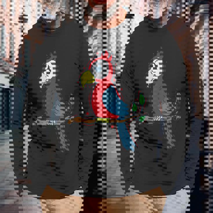 オウム エキゾチック トロピカル 動物 長袖Tシャツ 高齢者への贈り物