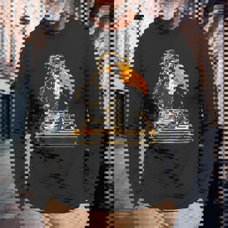 オオハシ Dj ターンテーブル Dj オオハシハウス ミュージック テクノ ビートメーカー 長袖Tシャツ 高齢者への贈り物