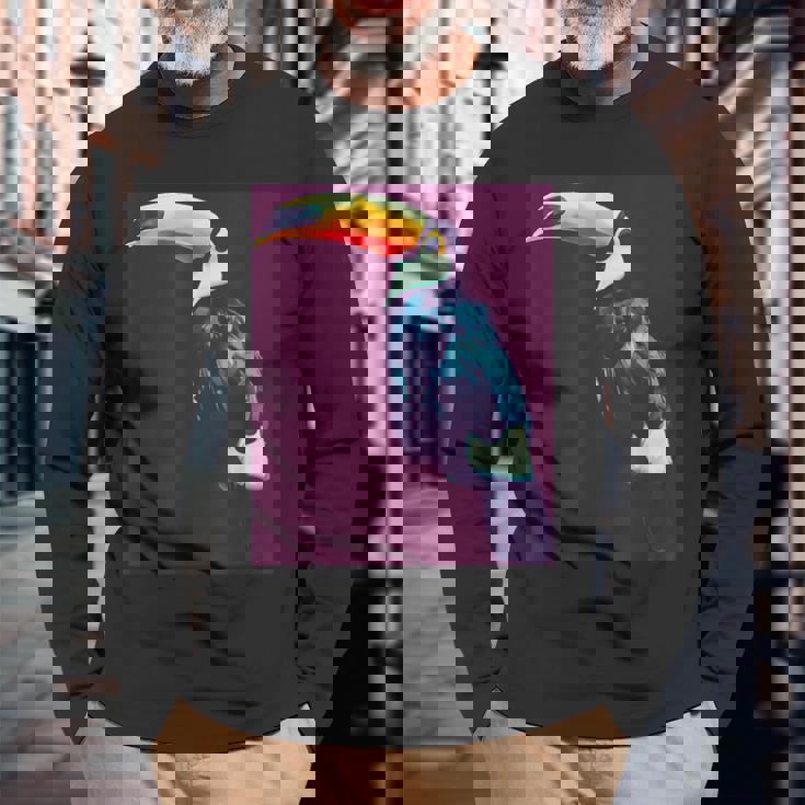 オニオオハシ 鳥 長袖Tシャツ 高齢者への贈り物