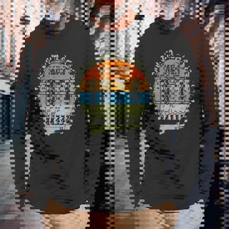 オリジナルパーツ 1974年生まれ ヴィンテージ 50歳 誕生日 レトロ 長袖Tシャツ 高齢者への贈り物