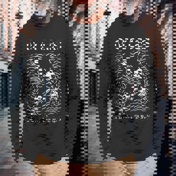 オルカのセラピー キュートなクジラ 面白い言葉 長袖Tシャツ 高齢者への贈り物