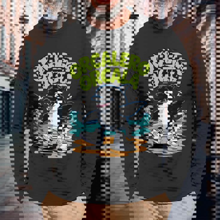 オルカレロ オルカラ イタリアンシャチ ブレイン ミーム 長袖Tシャツ 高齢者への贈り物